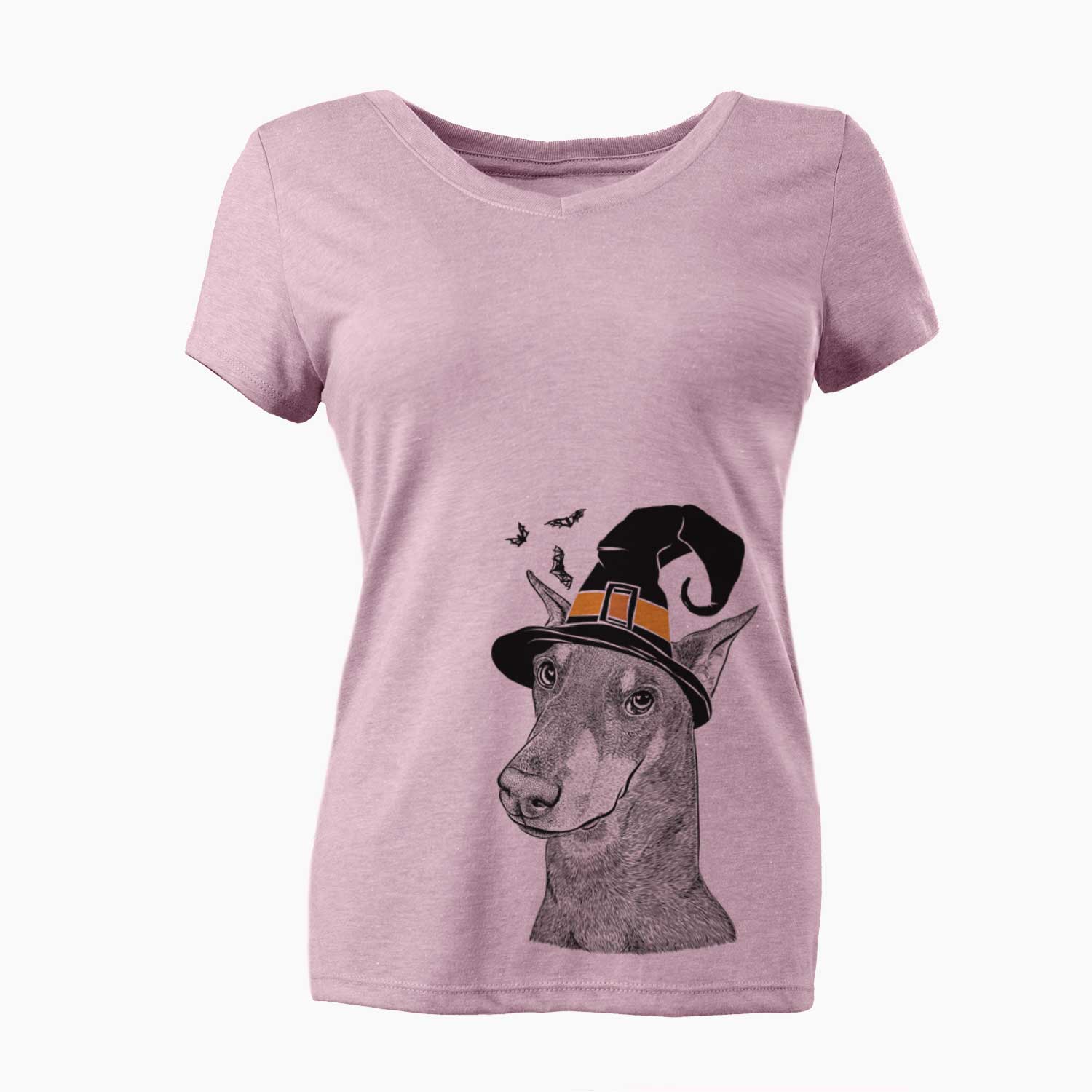 Witch Shelby the Doberman Pinscher - Women's V-neck Shirt