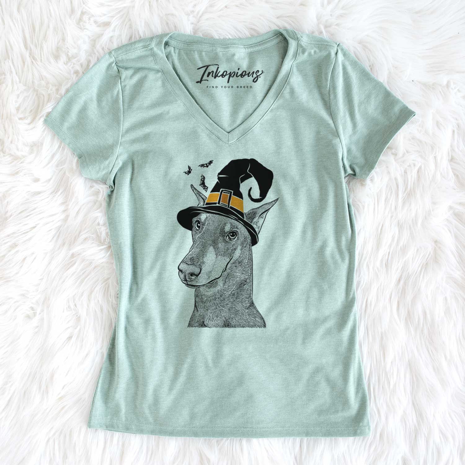 Witch Shelby the Doberman Pinscher - Women's V-neck Shirt