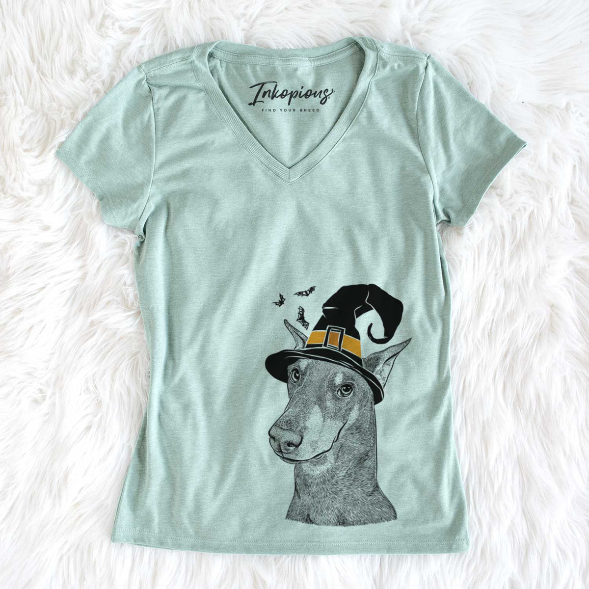 Witch Shelby the Doberman Pinscher - Women&#39;s V-neck Shirt