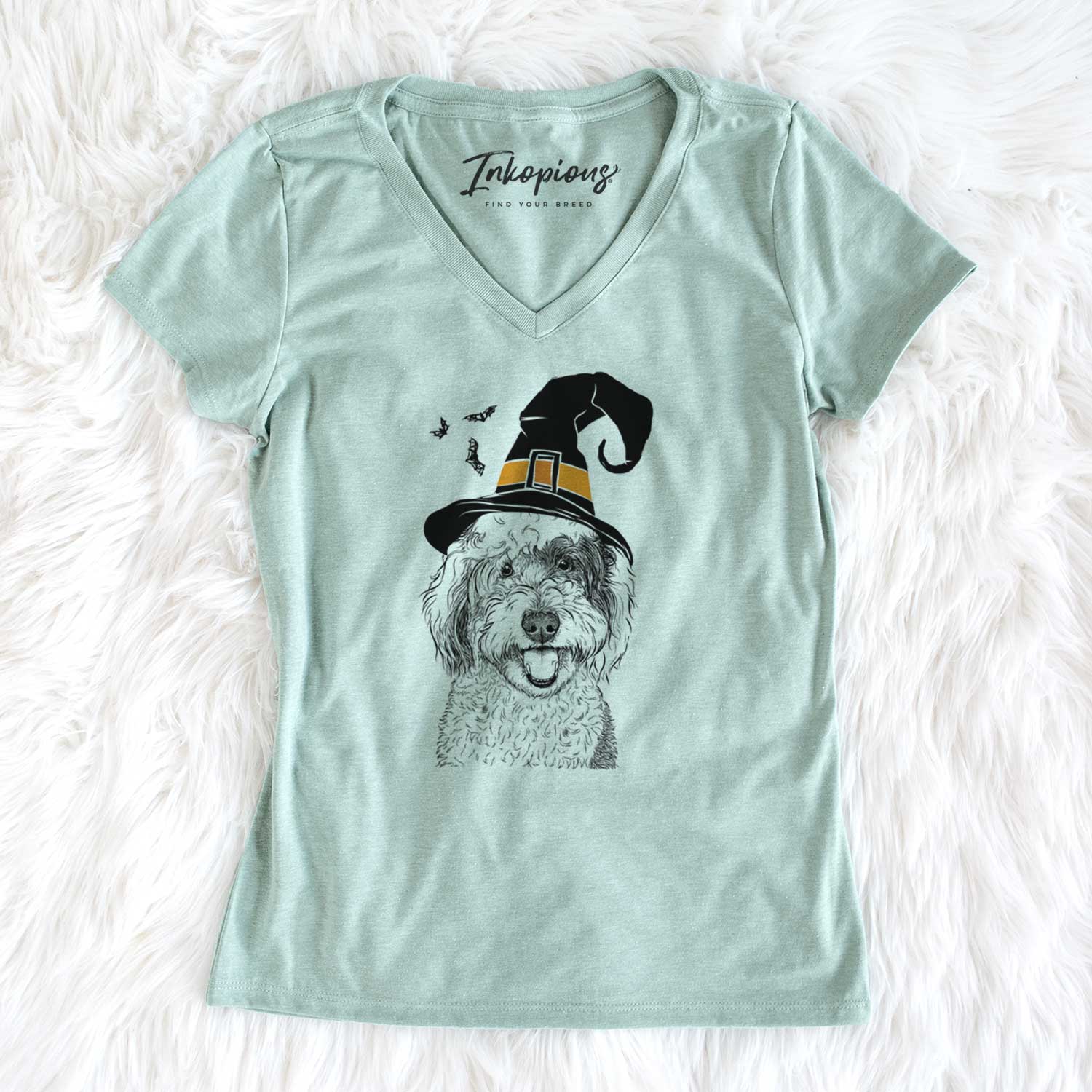 Witch Sherlock the Sheepadoodle - Women's V-neck Shirt