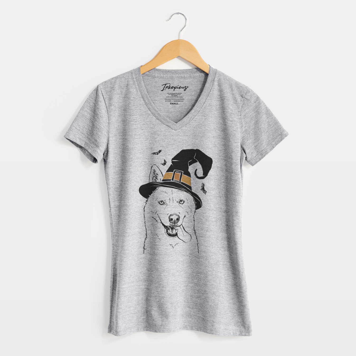 Witch Sinatra  the Siberian Husky - Women's V-neck Shirt