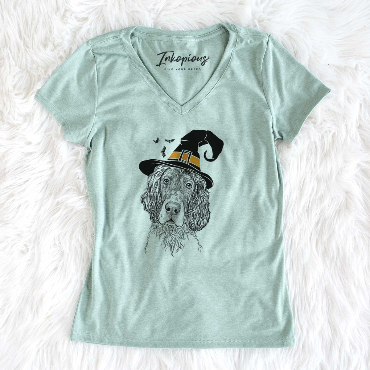Witch Sir Rexford the Blue Belton English Setter - Women's V-neck Shirt