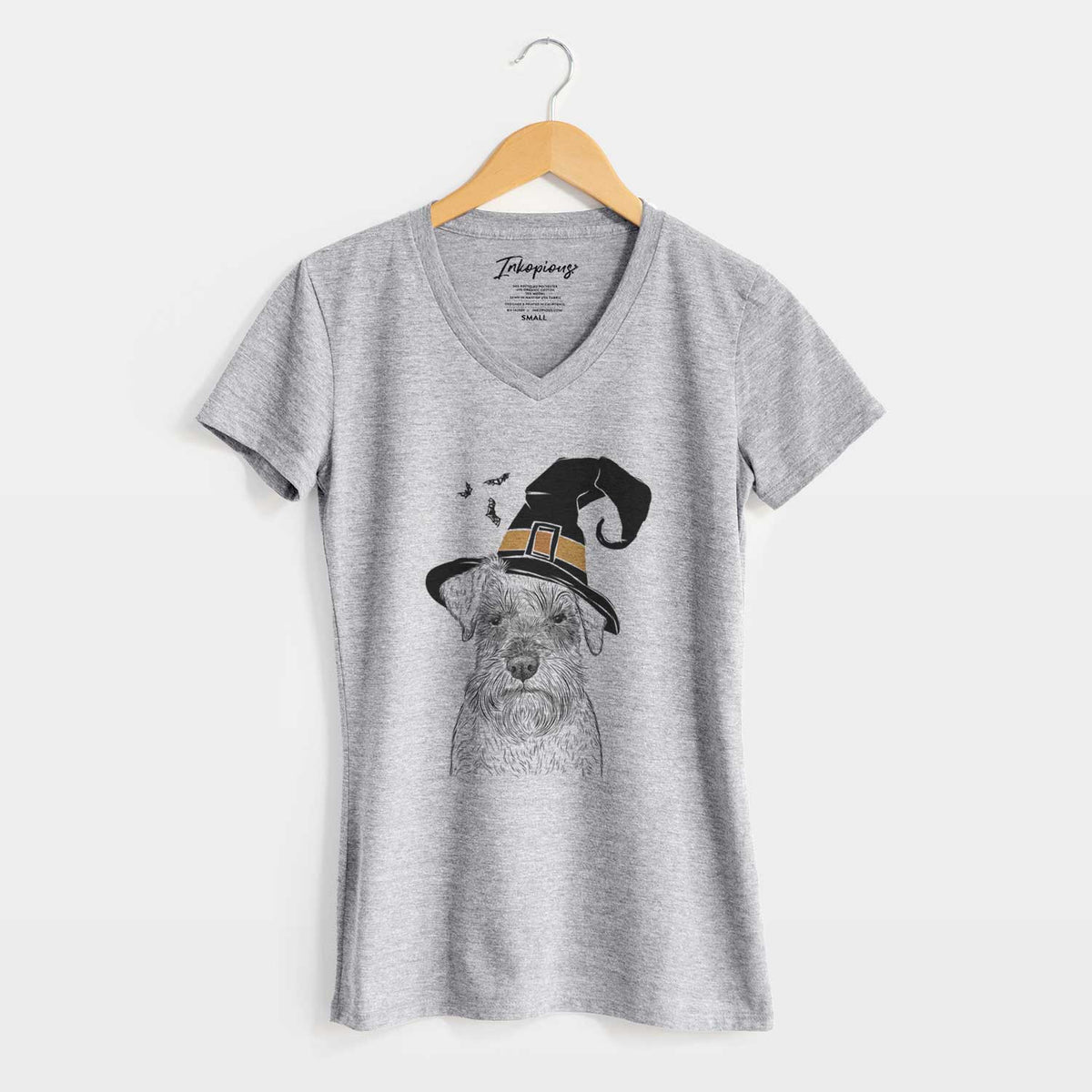Witch Smokey the Miniature Schnauzer - Women's V-neck Shirt