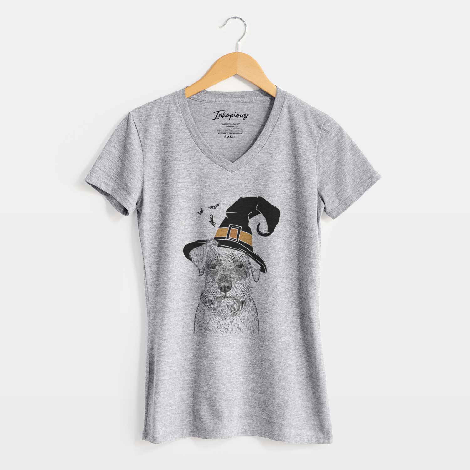 Witch Smokey the Miniature Schnauzer - Women's V-neck Shirt