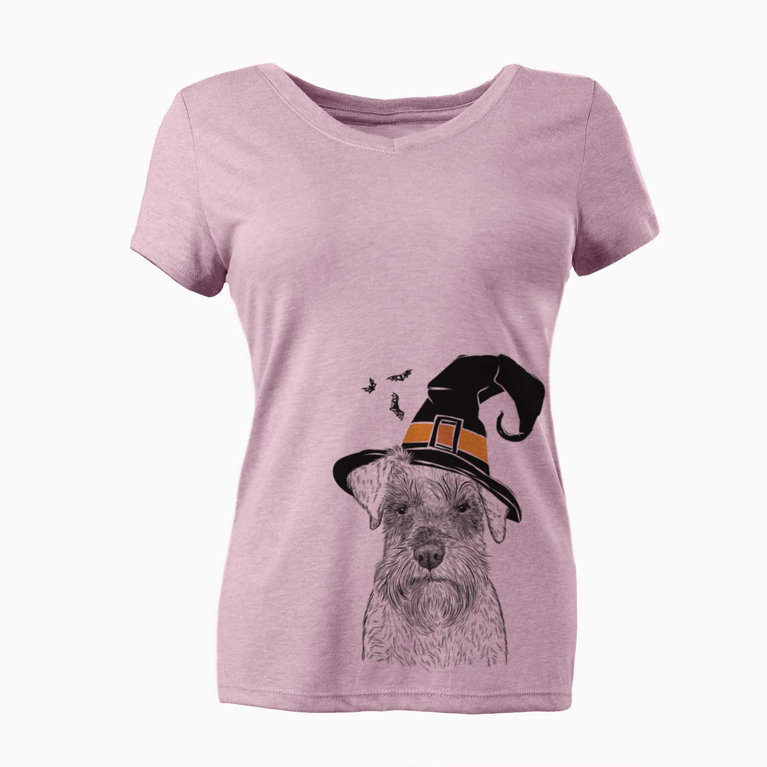 Witch Smokey the Miniature Schnauzer - Women's V-neck Shirt