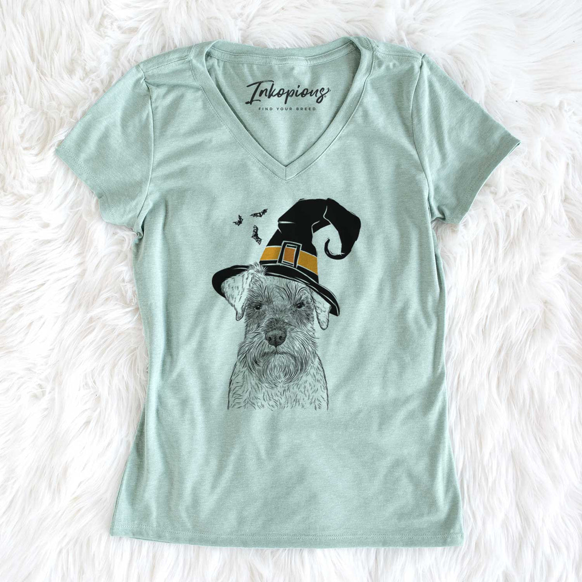 Witch Smokey the Miniature Schnauzer - Women's V-neck Shirt