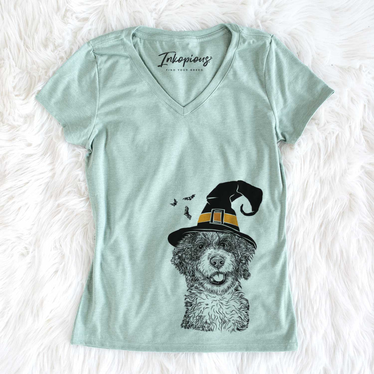 Witch Smoky the Bernedoodle Puppy - Women&#39;s V-neck Shirt