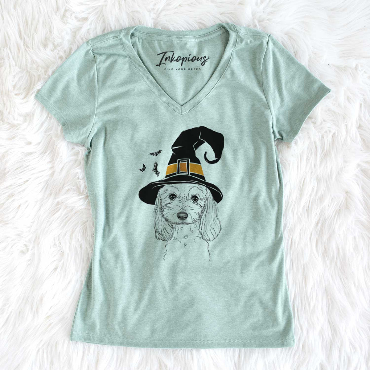 Witch Sophie the Coton de Tulear - Women's V-neck Shirt