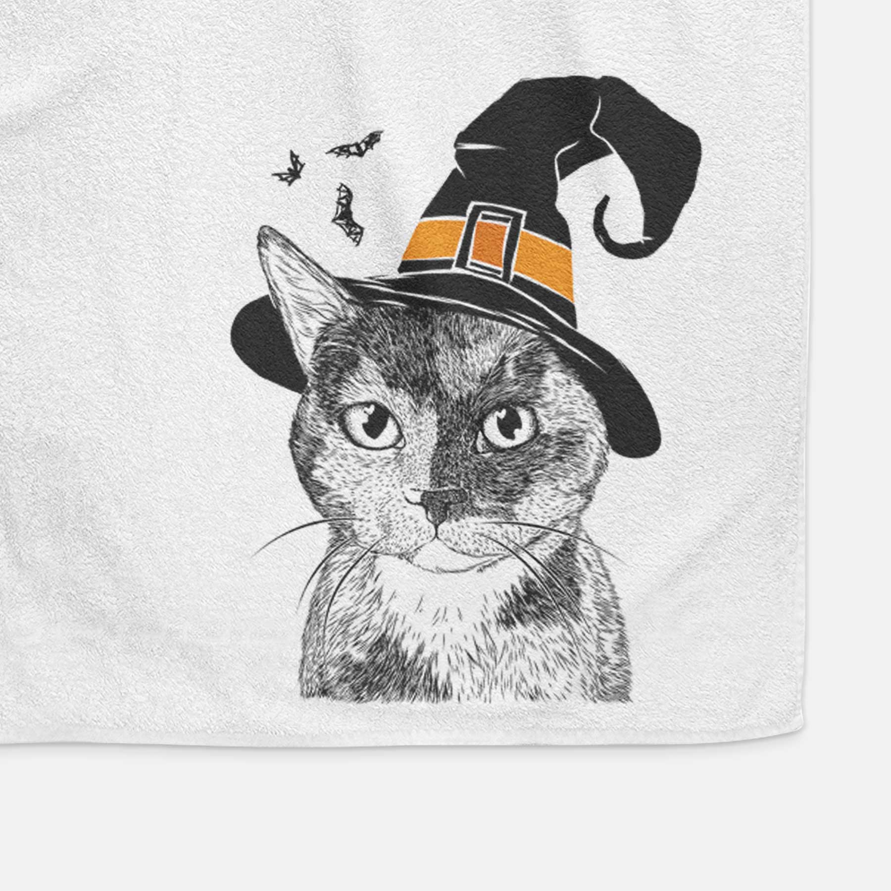 Spooky Kitty the Tortoiseshell Cat Decorative Hand Towel