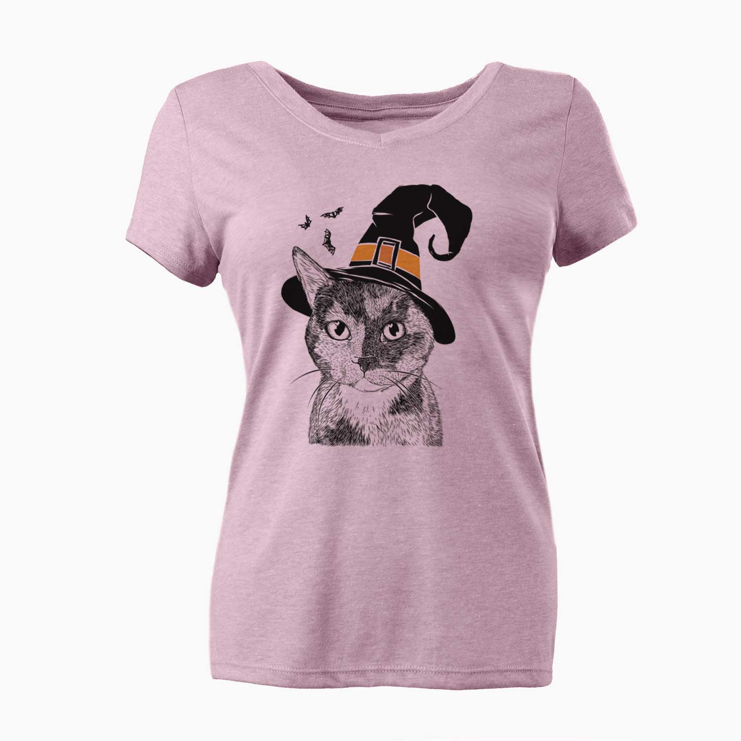 Witch Spooky Kitty the Tortoiseshell Cat - Women's V-neck Shirt