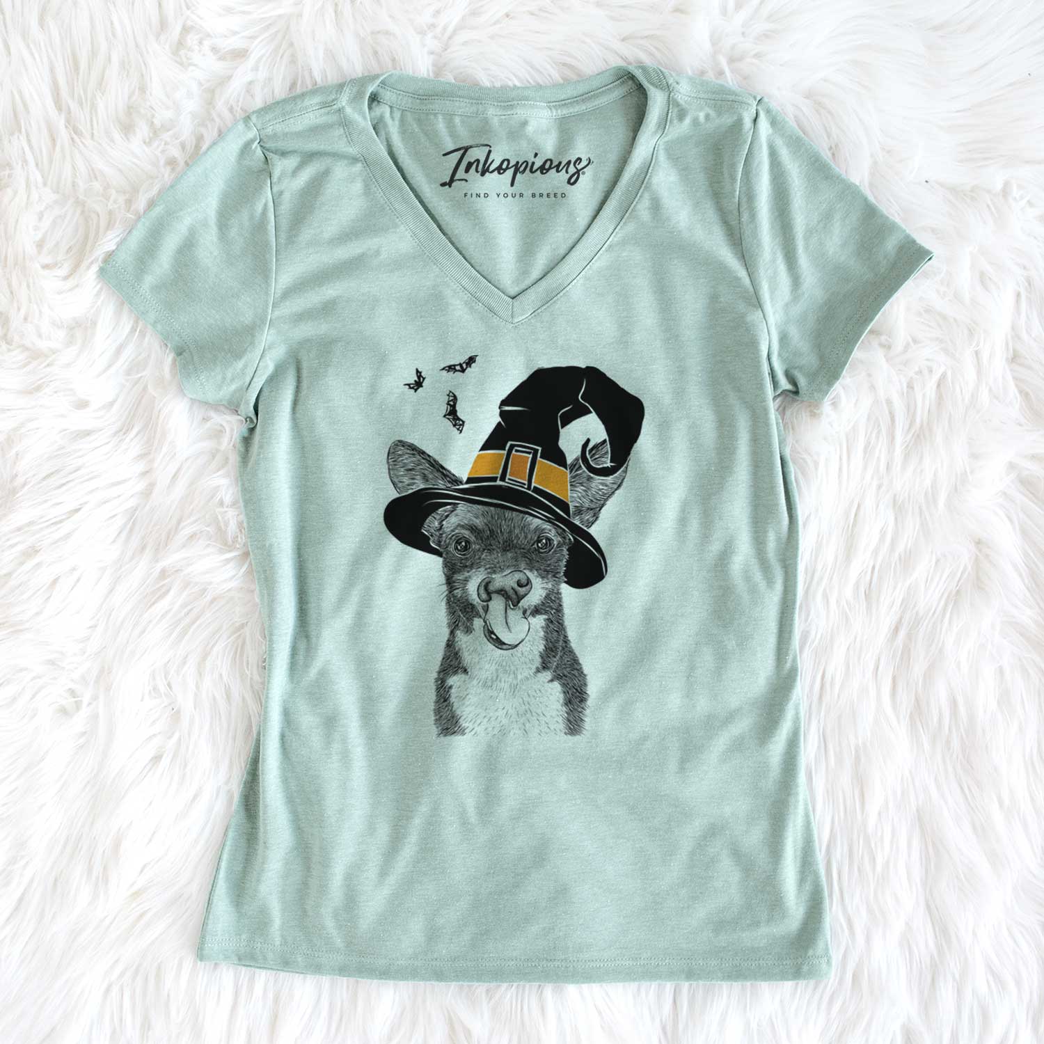 Witch Sprout the Chihuahua Mix - Women's V-neck Shirt