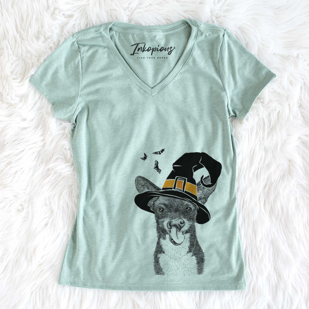 Witch Sprout the Chihuahua Mix - Women&#39;s V-neck Shirt