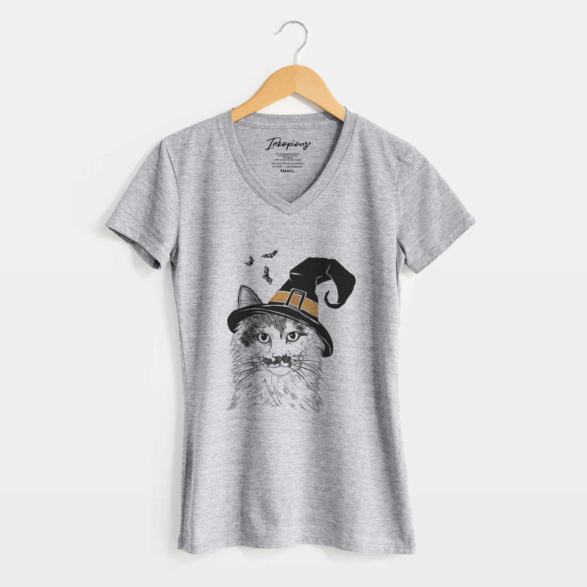 Witch Stache the Longhaired Mustard Cat - Women's V-neck Shirt