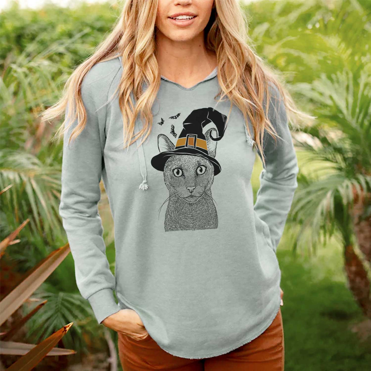 Witch Stanley the Russian Blue Cat - Cali Wave Hooded Sweatshirt