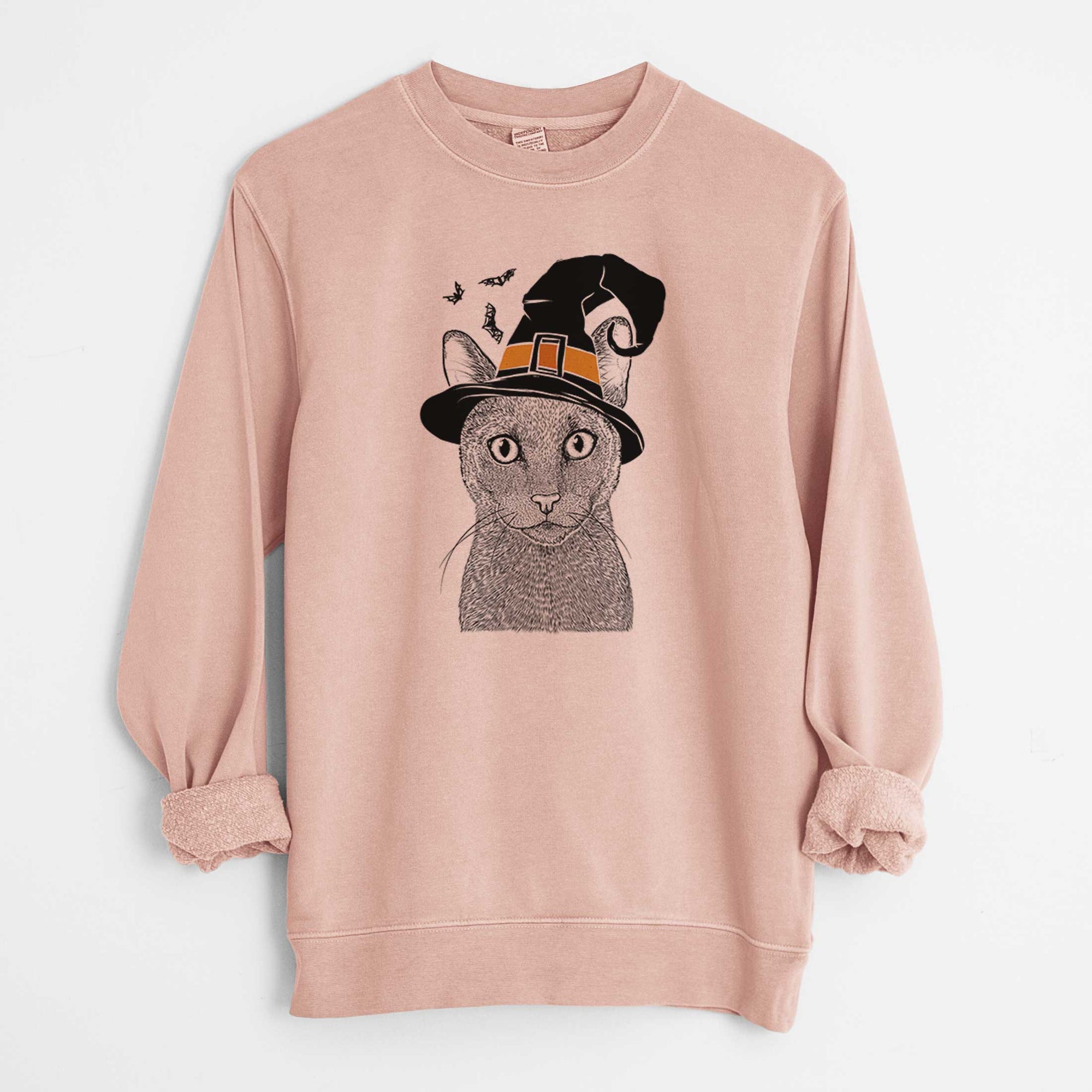 Witch Stanley the Russian Blue Cat - Unisex Pigment Dyed Crew Sweatshirt