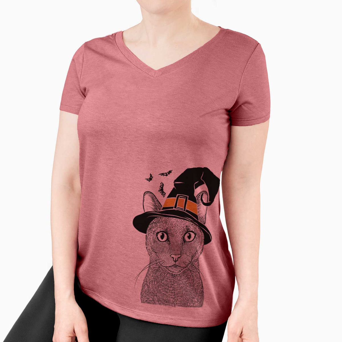 Witch Stanley the Russian Blue Cat - Women's V-neck Shirt