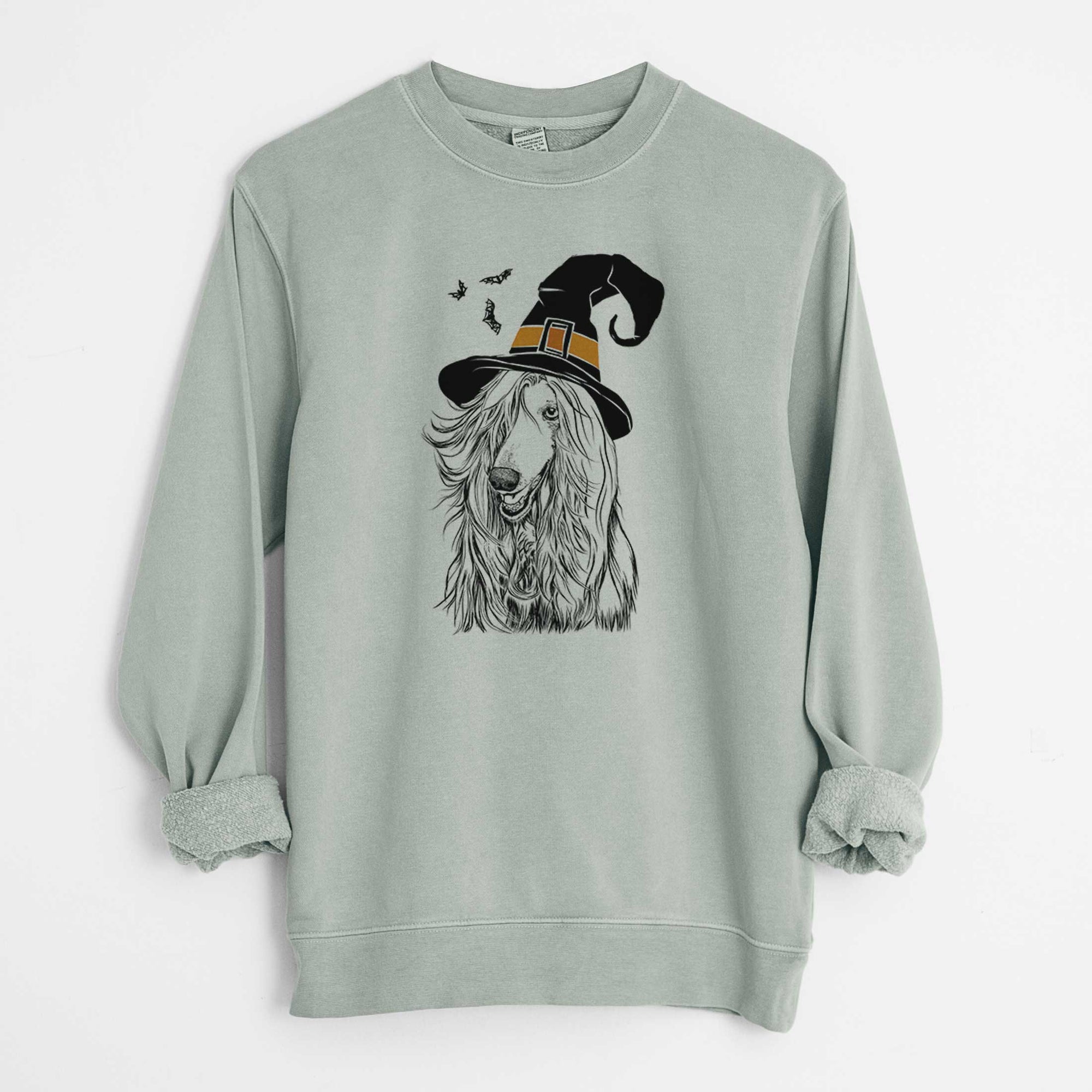 Witch Sterling the Afghan Hound - Unisex Pigment Dyed Crew Sweatshirt