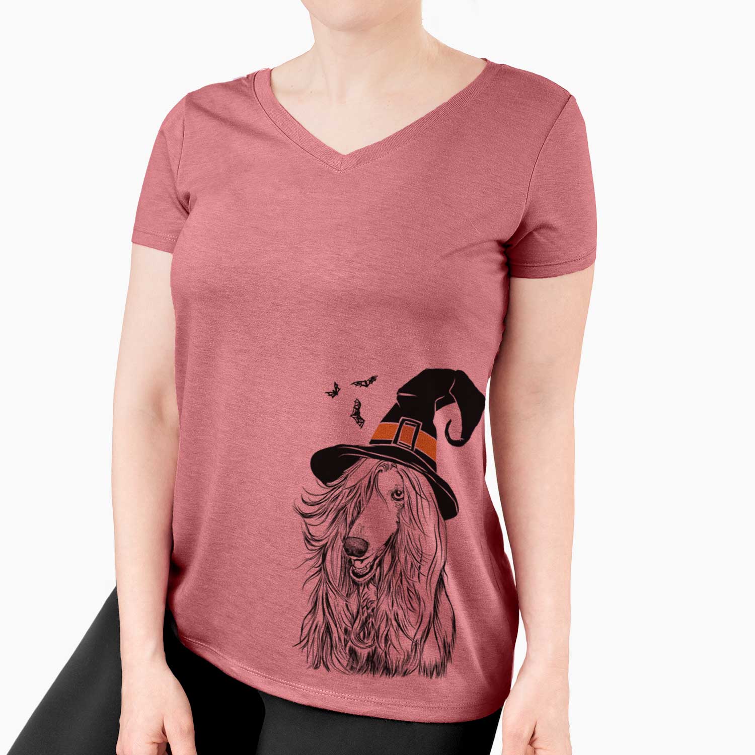 Witch Sterling the Afghan Hound - Women's V-neck Shirt