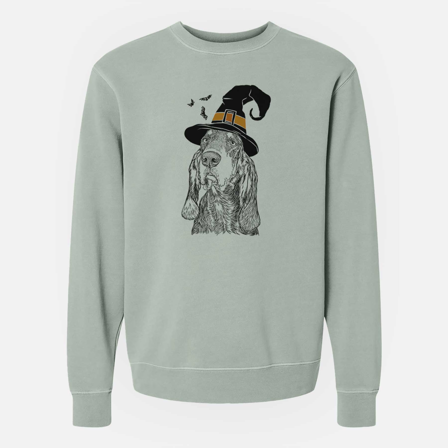 Witch Stu the Black and Tan Coonhound - Unisex Pigment Dyed Crew Sweatshirt