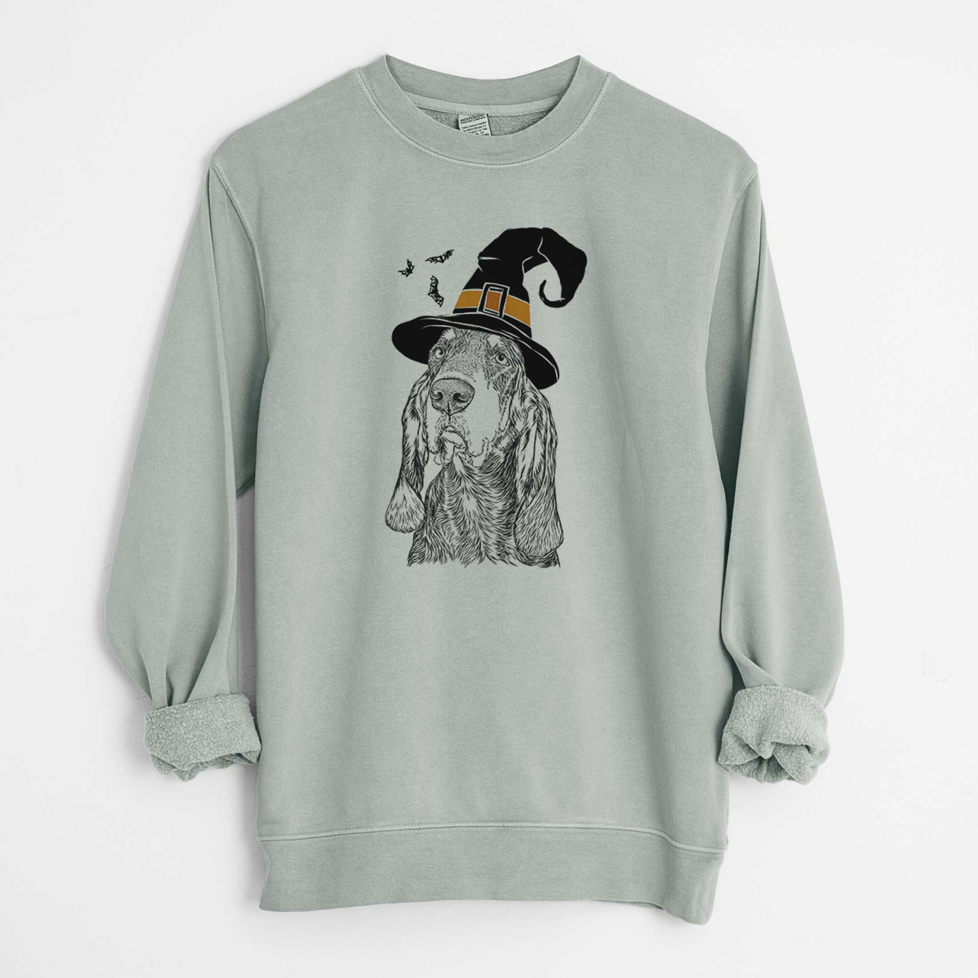 Witch Stu the Black and Tan Coonhound - Unisex Pigment Dyed Crew Sweatshirt