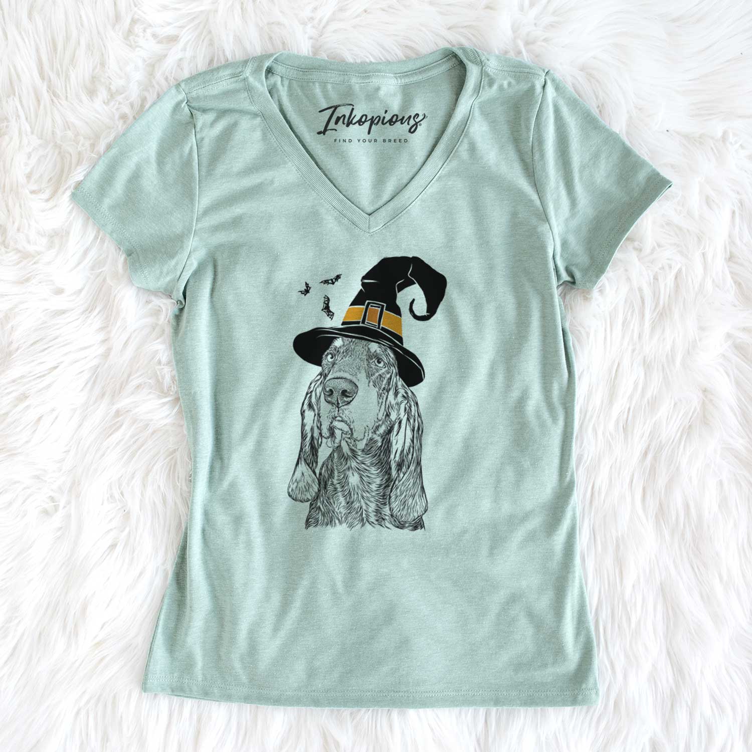 Witch Stu the Black and Tan Coonhound - Women's V-neck Shirt