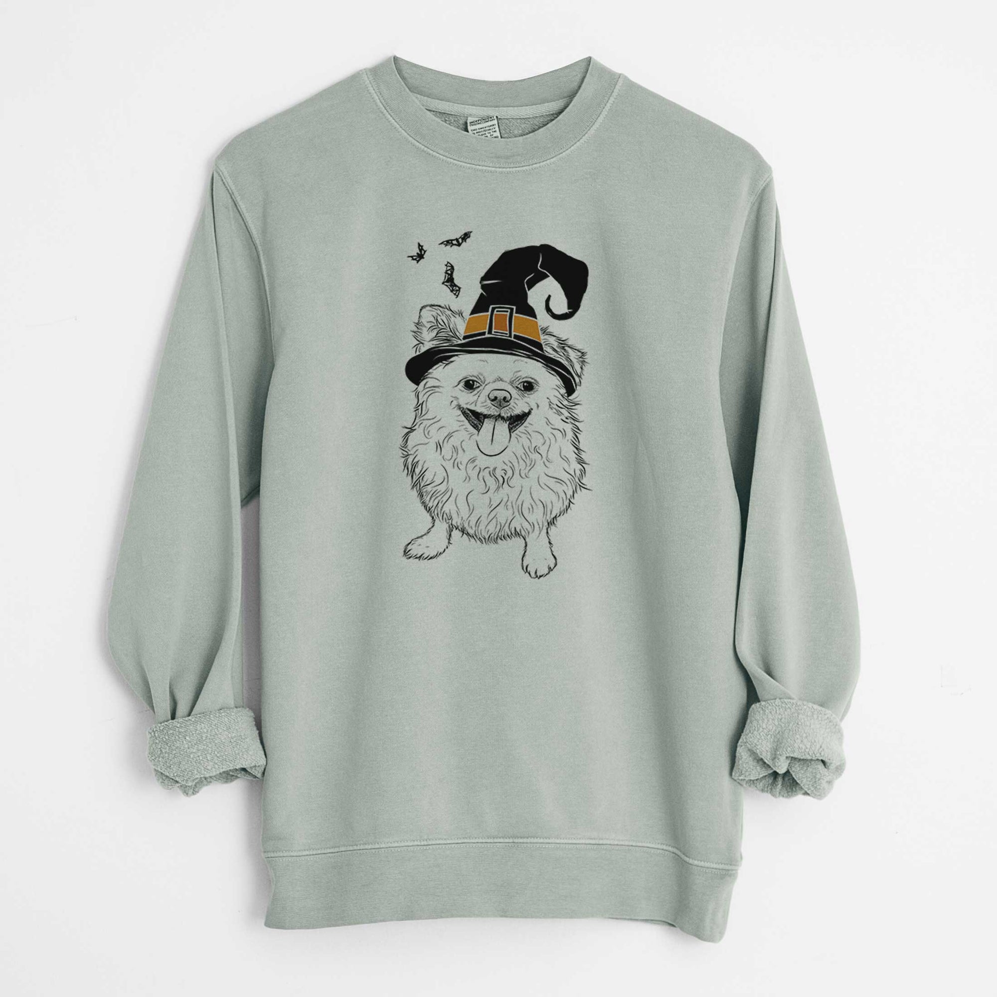 Witch Stuart the Longhaired Chihuahua - Unisex Pigment Dyed Crew Sweatshirt