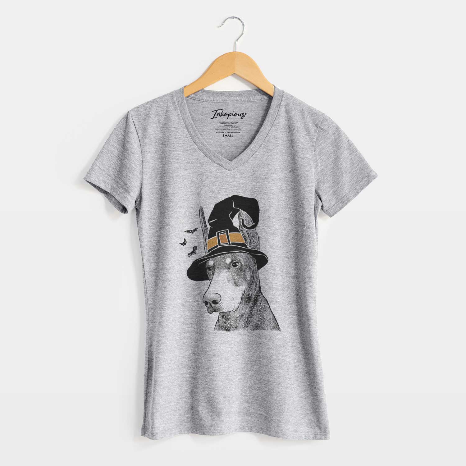 Witch Sunny the Doberman Pinscher - Women's V-neck Shirt