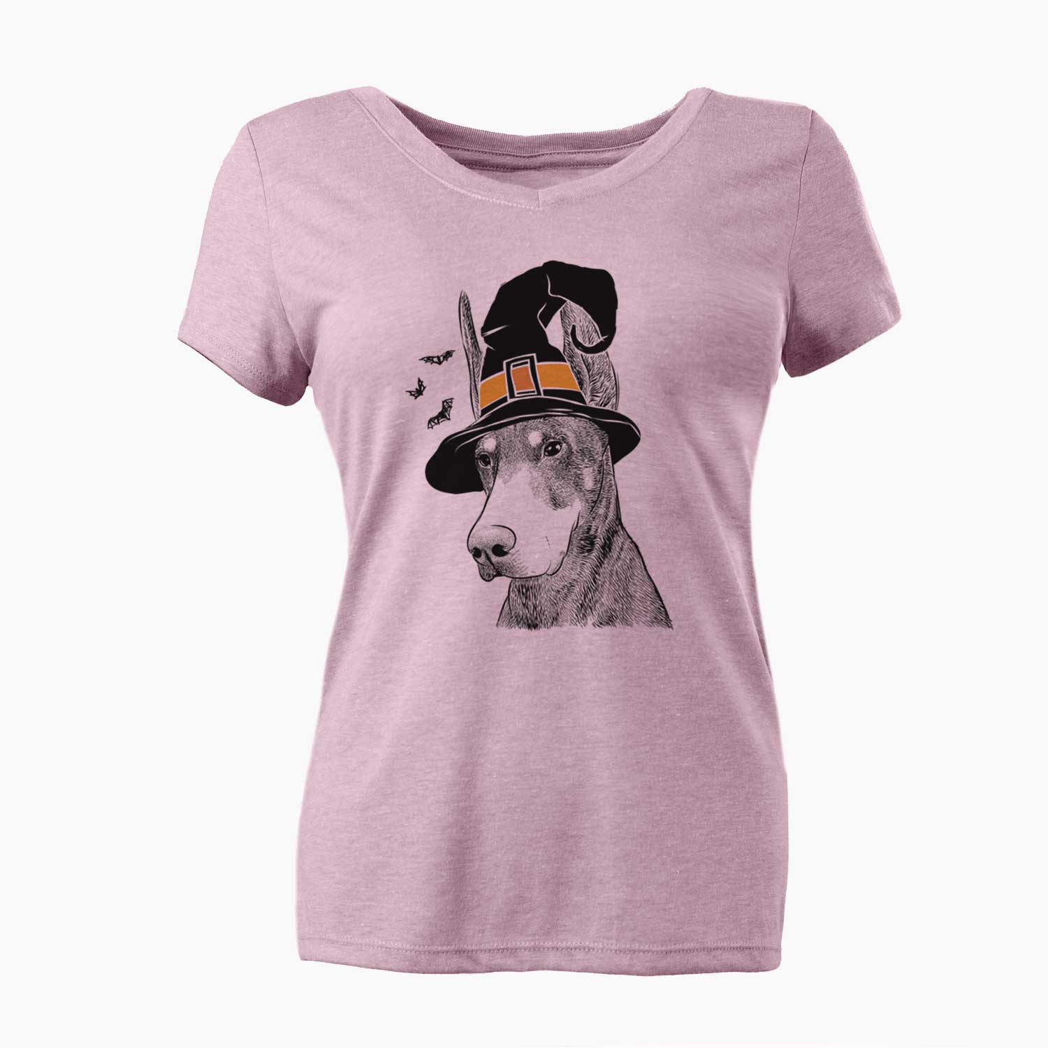 Witch Sunny the Doberman Pinscher - Women's V-neck Shirt