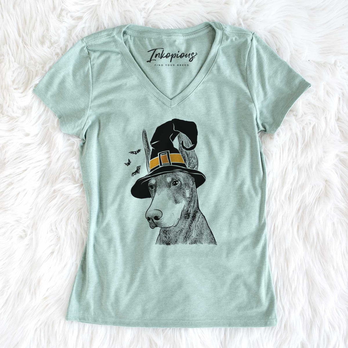 Witch Sunny the Doberman Pinscher - Women's V-neck Shirt