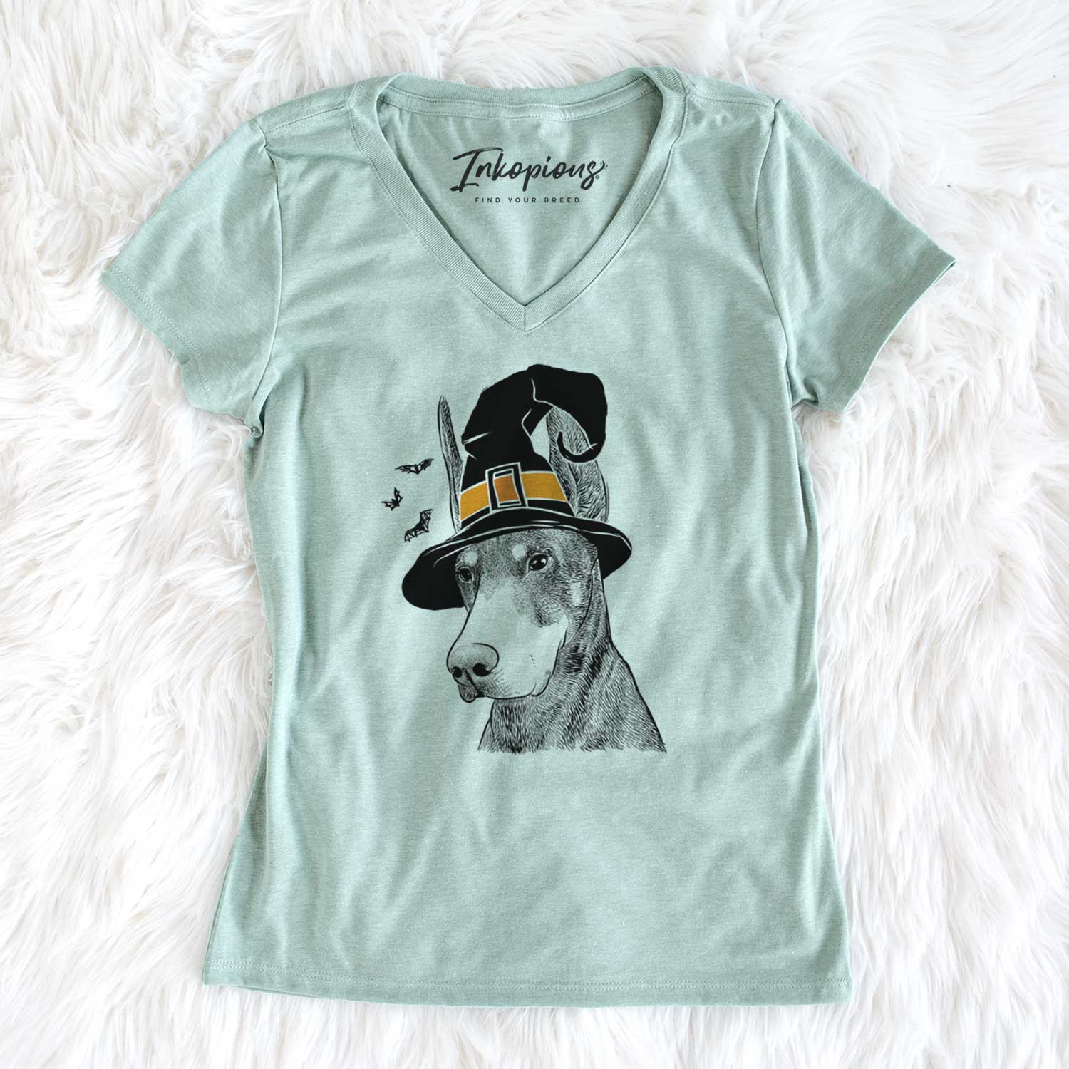 Witch Sunny the Doberman Pinscher - Women's V-neck Shirt