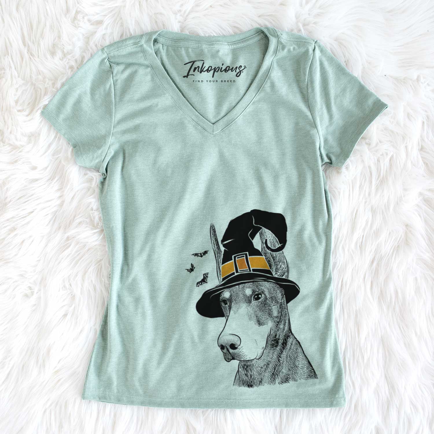 Witch Sunny the Doberman Pinscher - Women's V-neck Shirt