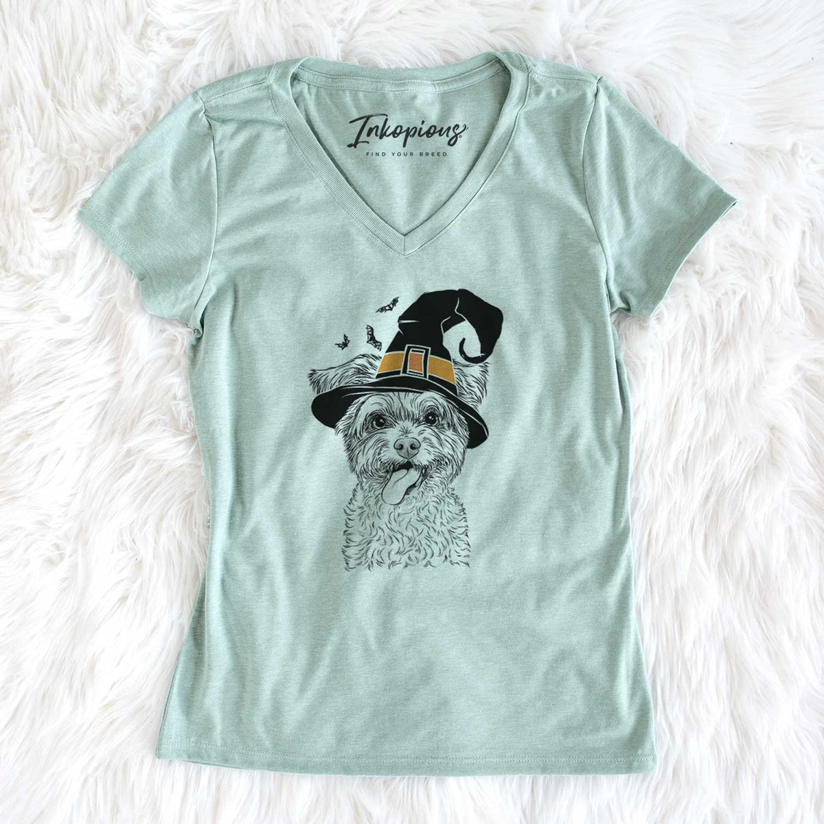 Witch Sweetie the Terrier Mix - Women's V-neck Shirt