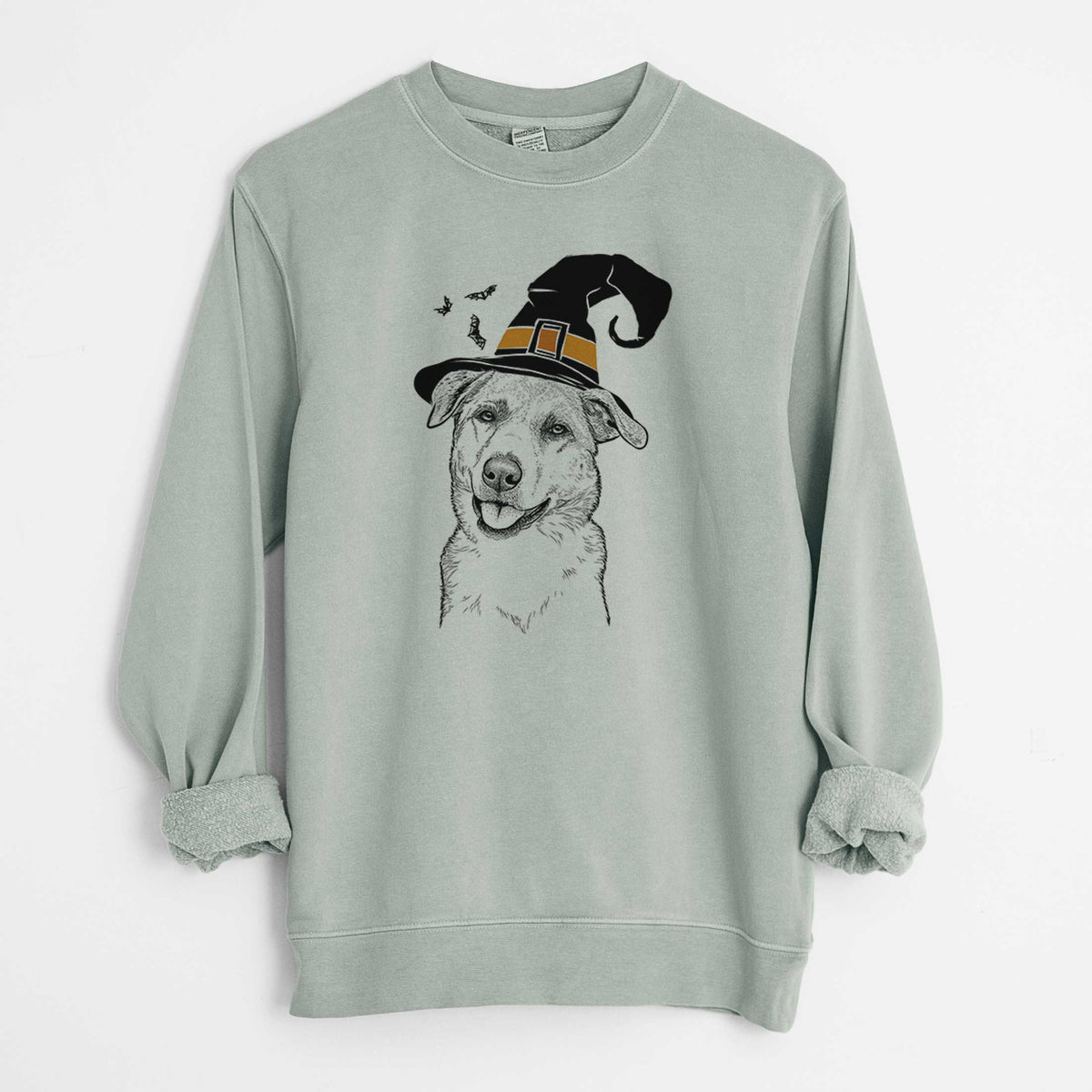 Witch Sydney the Great Pyrenees Australian Shepherd Mix - Unisex Pigment Dyed Crew Sweatshirt