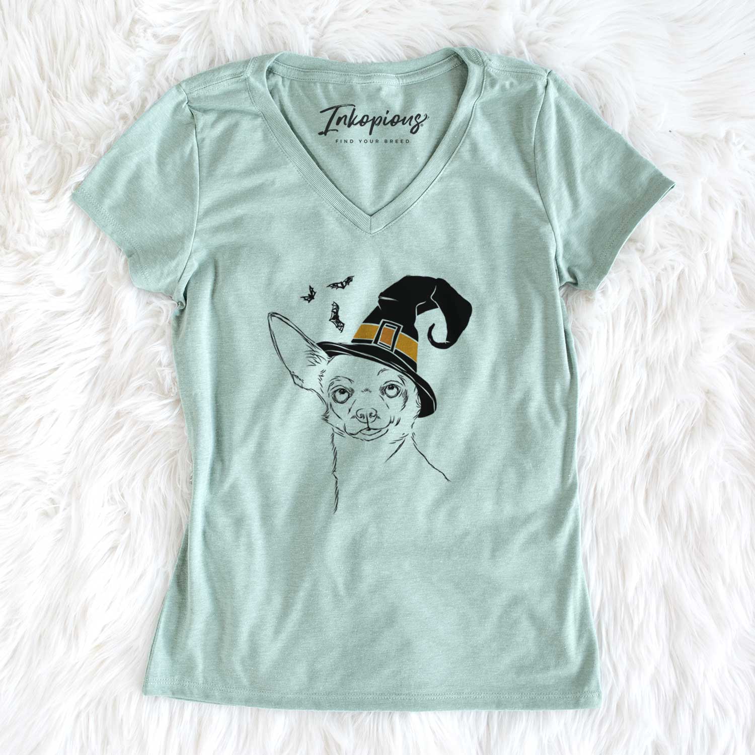 Witch Tabitha the Chihuahua - Women's V-neck Shirt