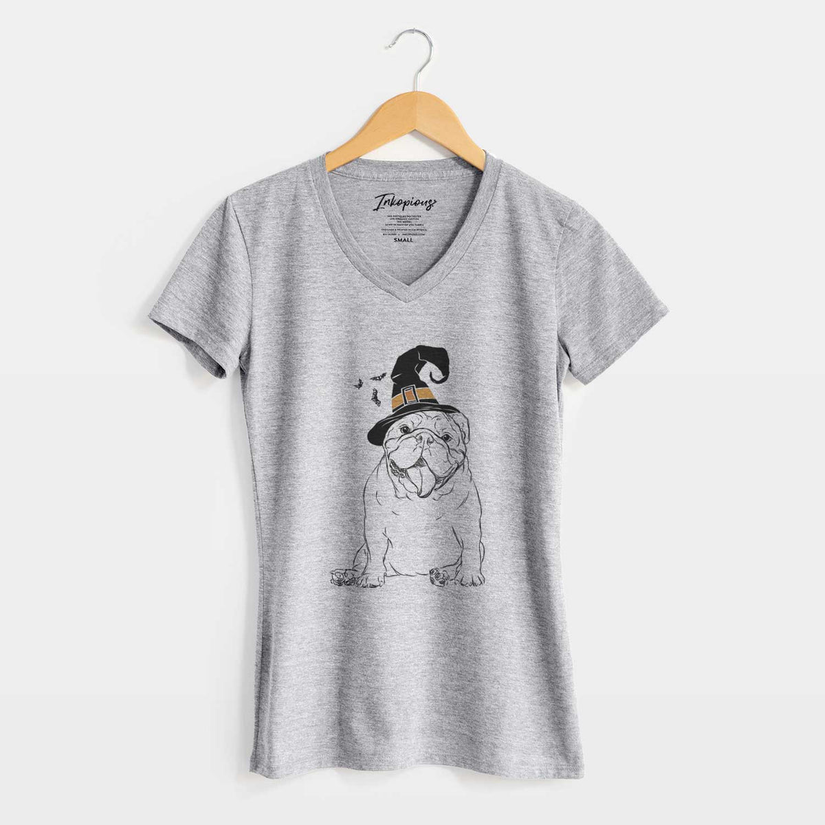 Witch Tank the English Bulldog - Women's V-neck Shirt