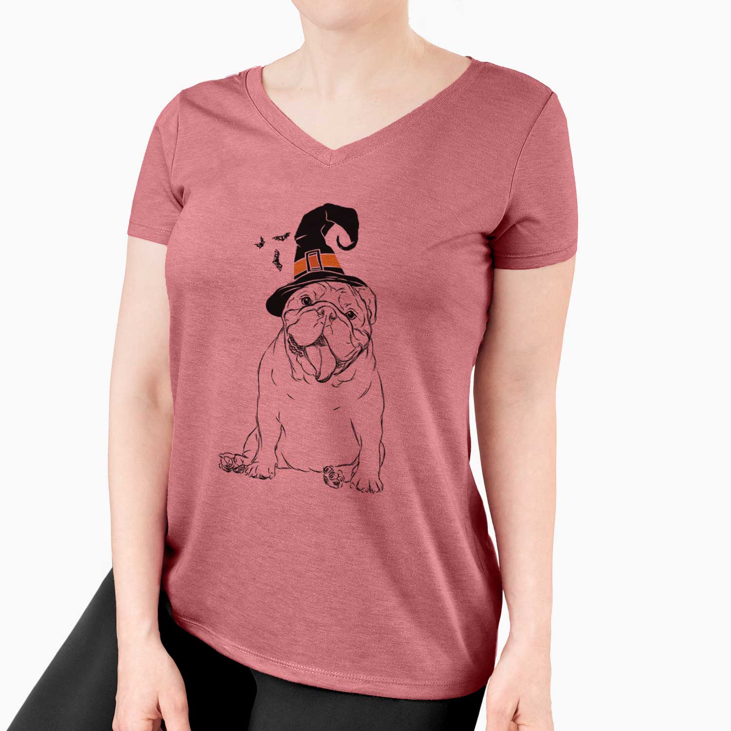 Witch Tank the English Bulldog - Women's V-neck Shirt