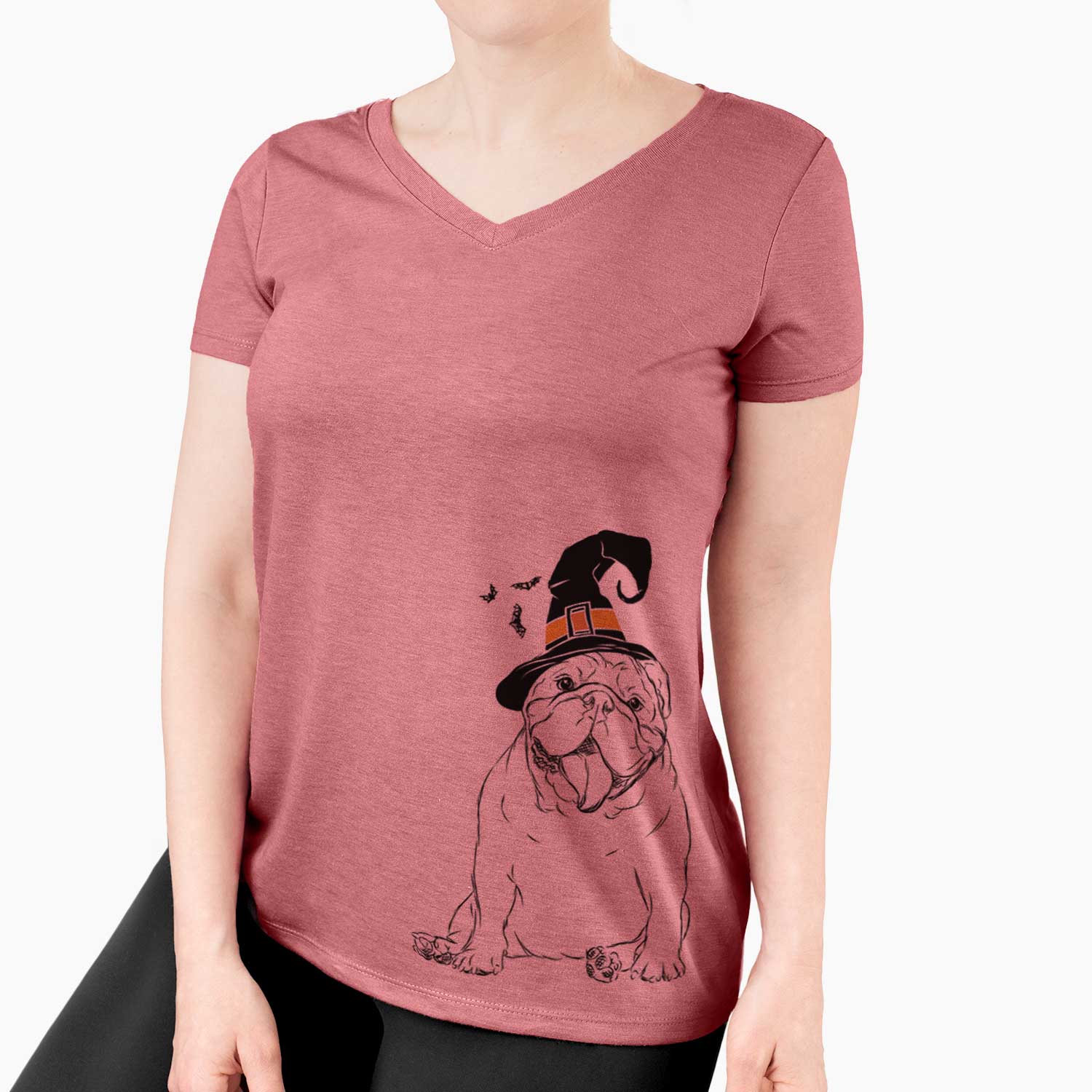 Witch Tank the English Bulldog - Women's V-neck Shirt
