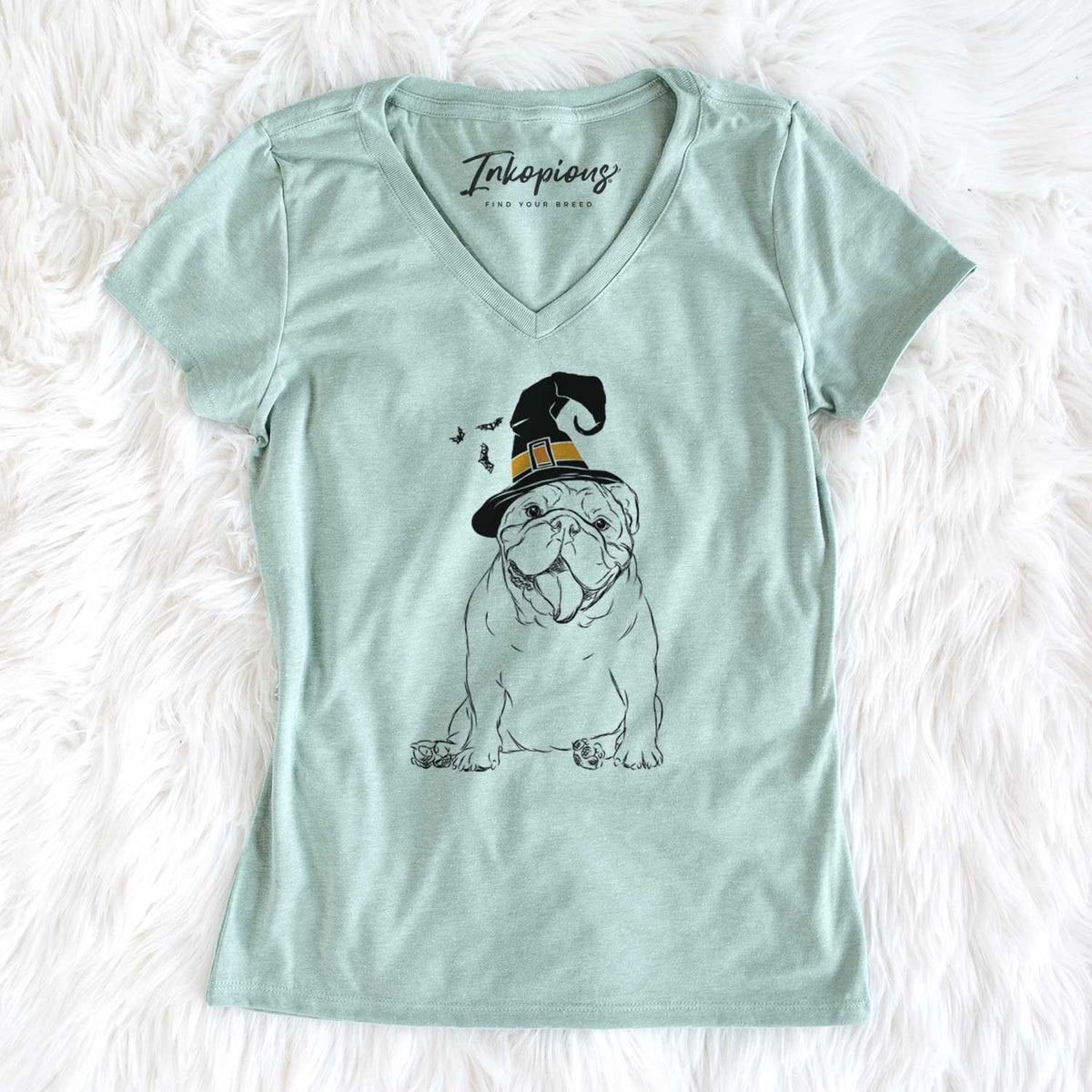 Witch Tank the English Bulldog - Women's V-neck Shirt