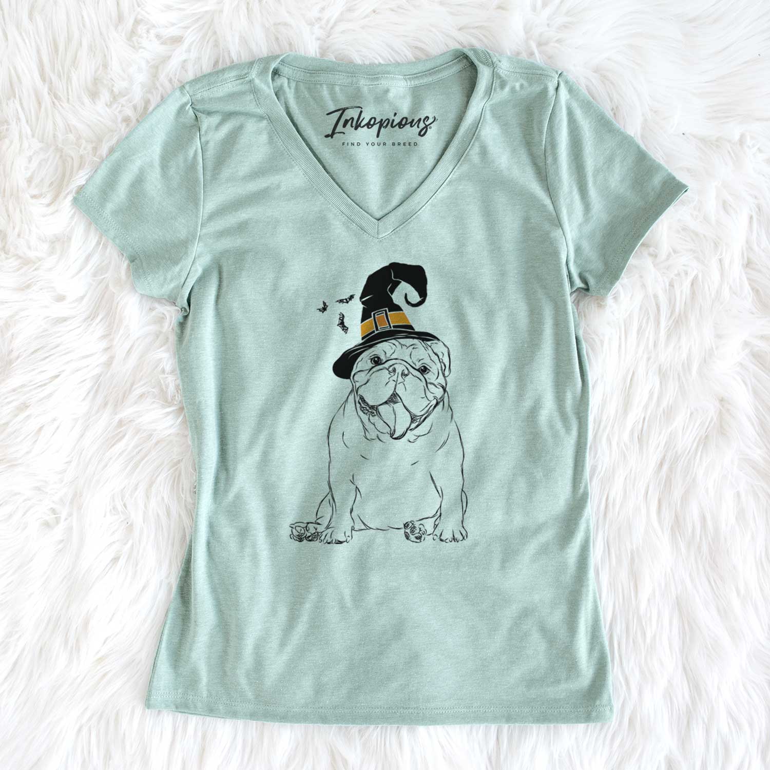 Witch Tank the English Bulldog - Women's V-neck Shirt