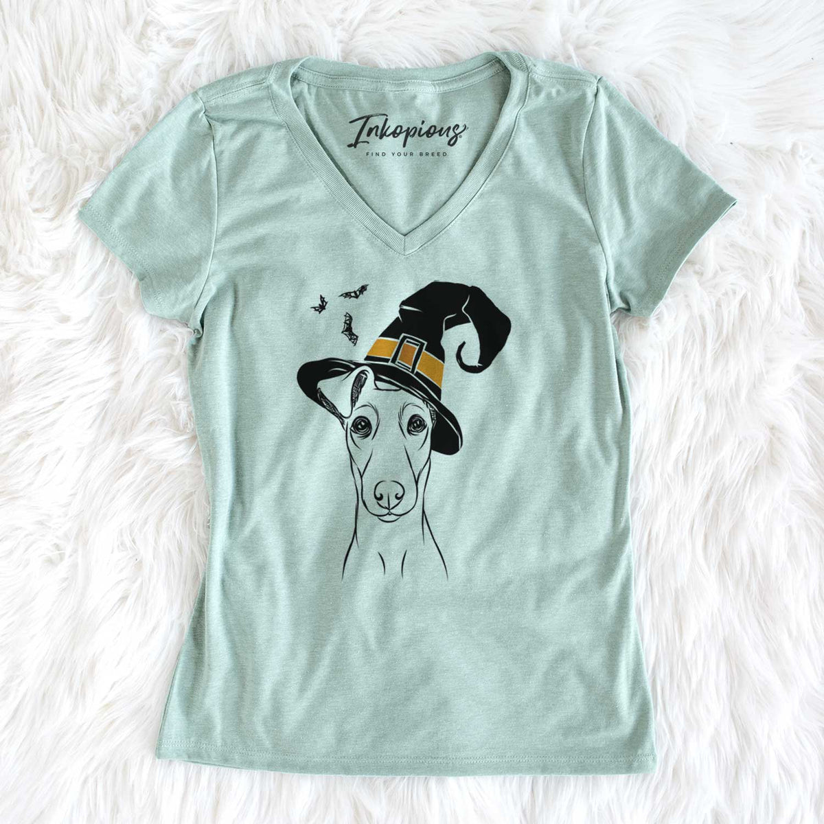 Witch Tanner the Fox Terrier - Women's V-neck Shirt