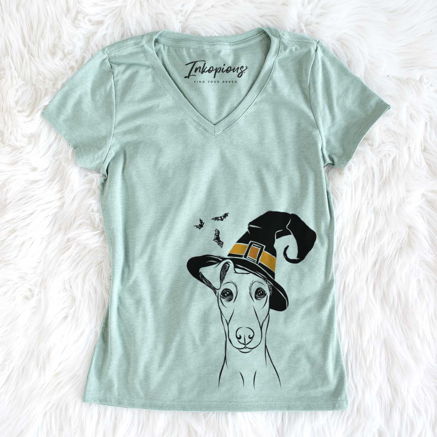 Witch Tanner the Fox Terrier - Women's V-neck Shirt