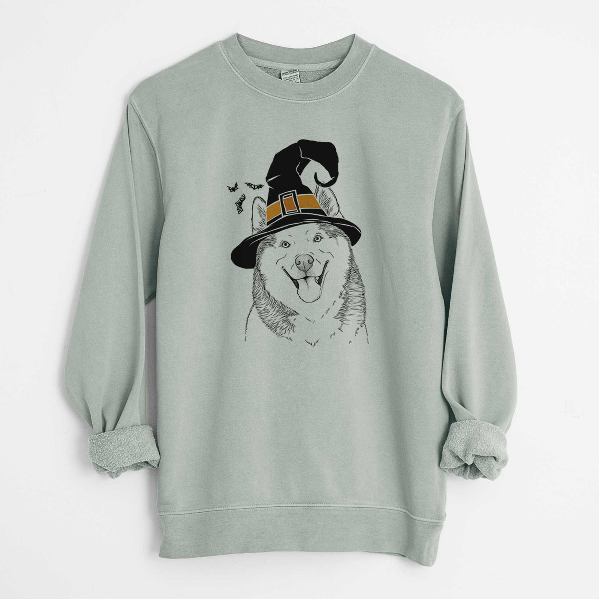 Witch Teak the Siberian Husky - Unisex Pigment Dyed Crew Sweatshirt