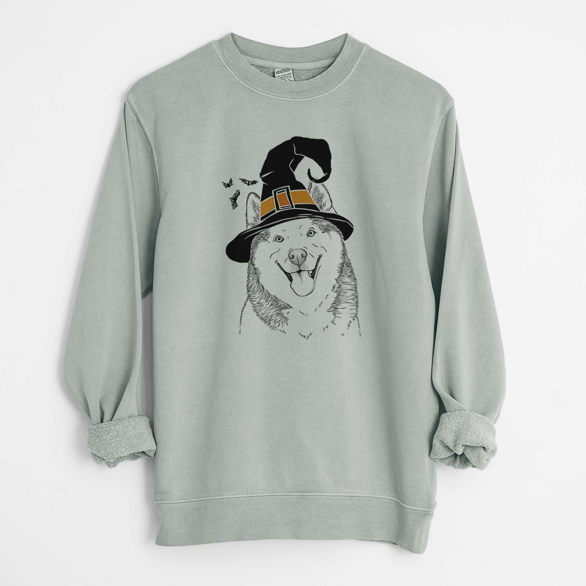 Witch Teak the Siberian Husky - Unisex Pigment Dyed Crew Sweatshirt
