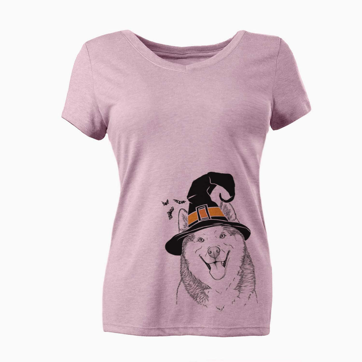 Witch Teak the Siberian Husky - Women's V-neck Shirt