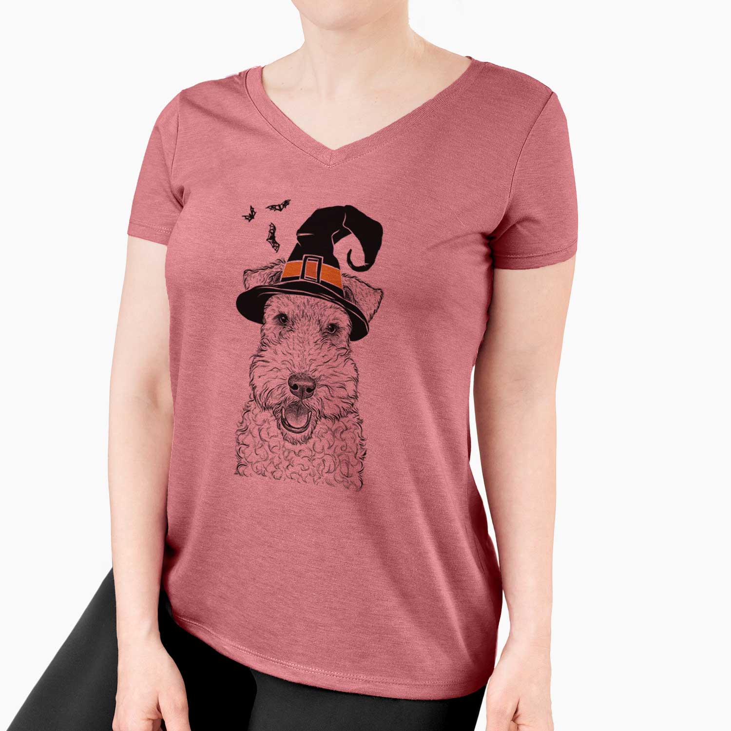 Witch Ted the Wire Fox Terrier - Women's V-neck Shirt