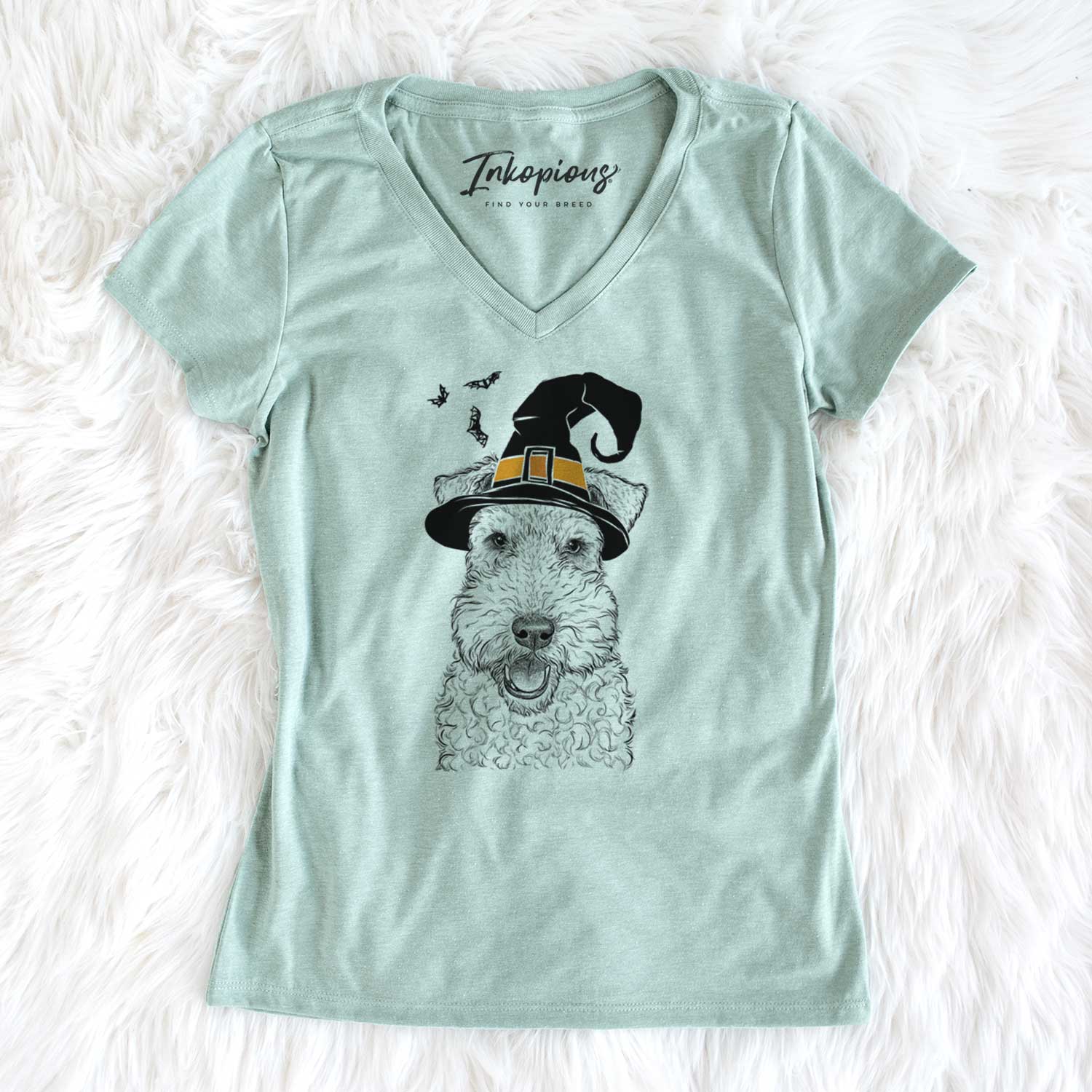 Witch Ted the Wire Fox Terrier - Women's V-neck Shirt