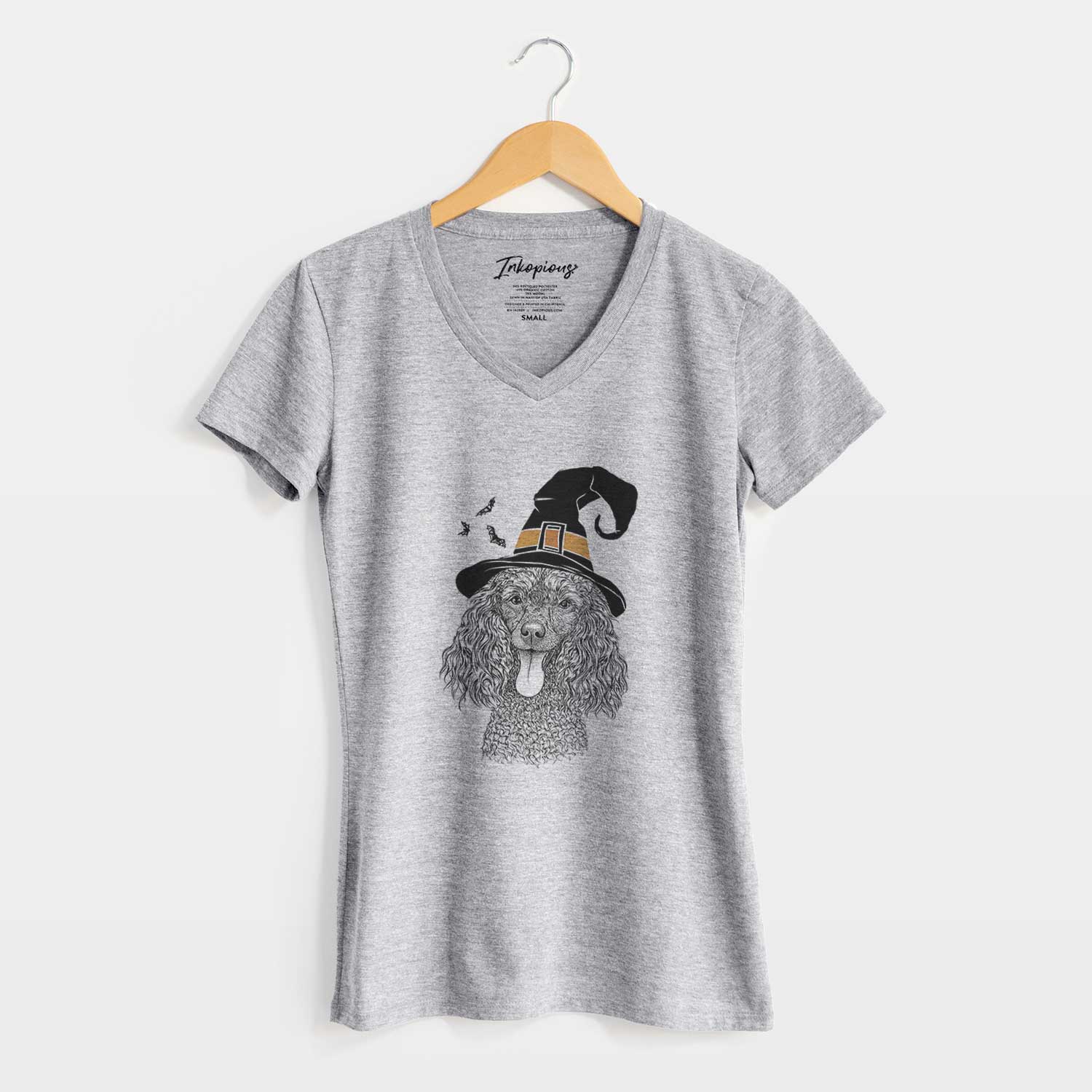 Witch Teddy the Mini Poodle - Women's V-neck Shirt