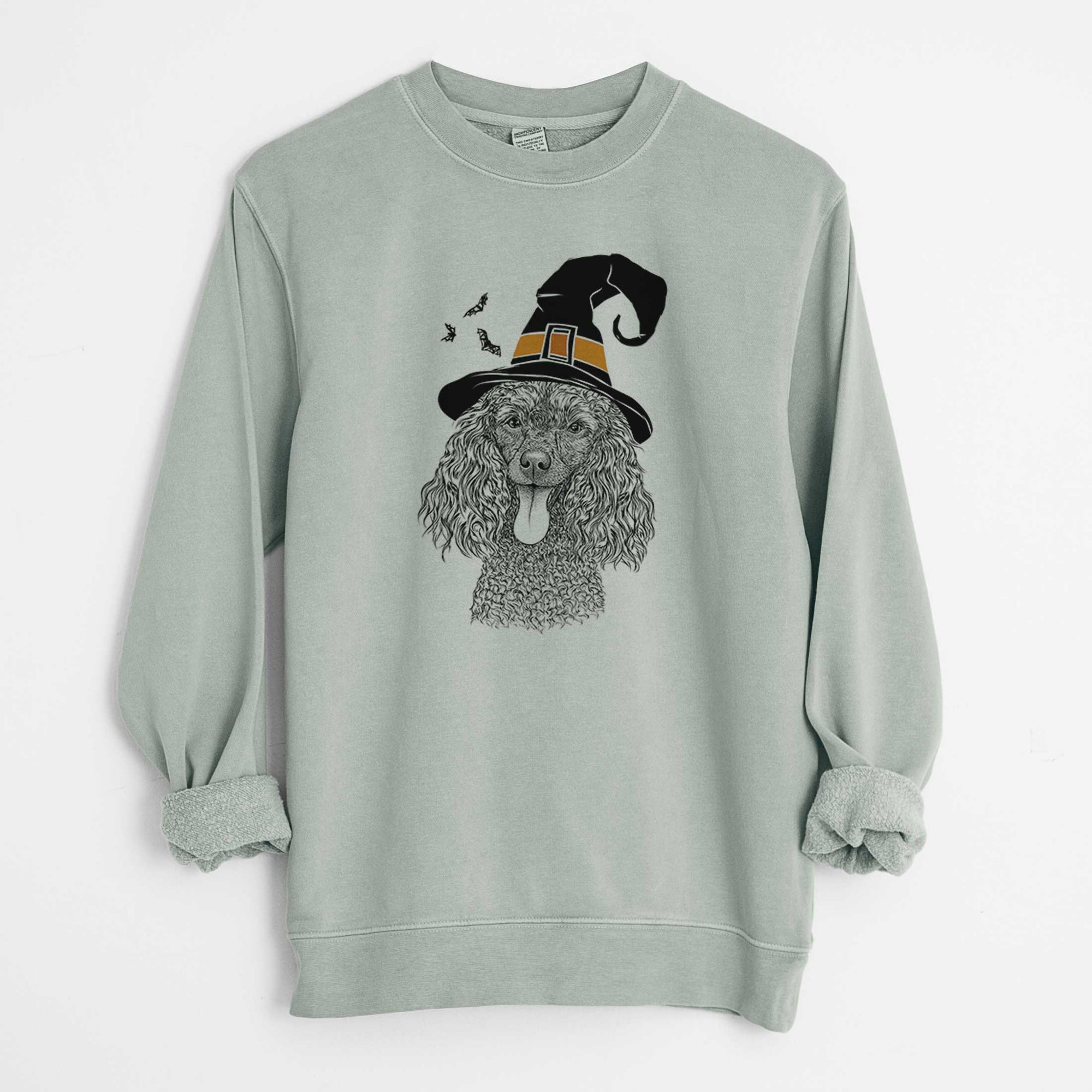 Witch Teddy the Mini Poodle - Unisex Pigment Dyed Crew Sweatshirt