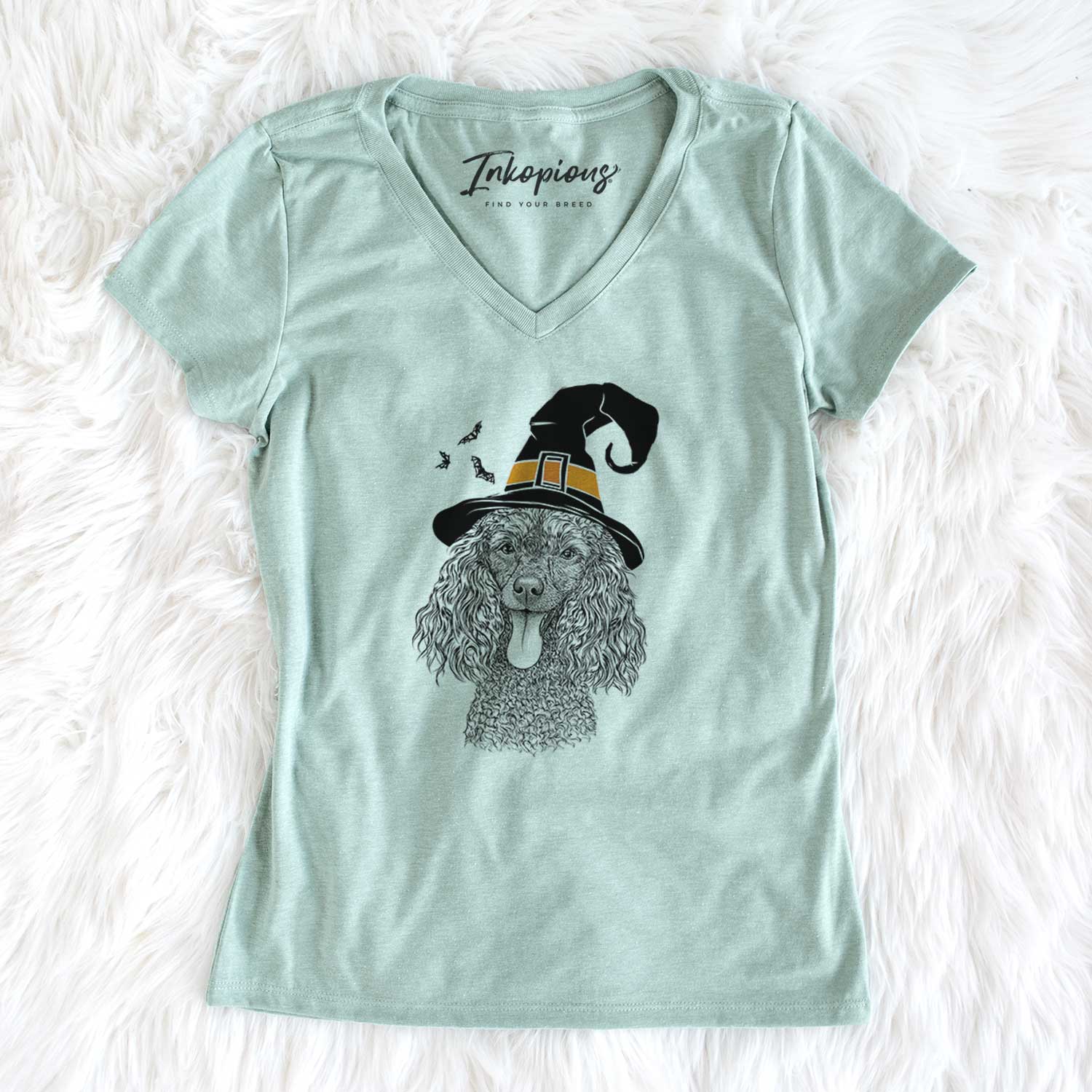 Witch Teddy the Mini Poodle - Women's V-neck Shirt