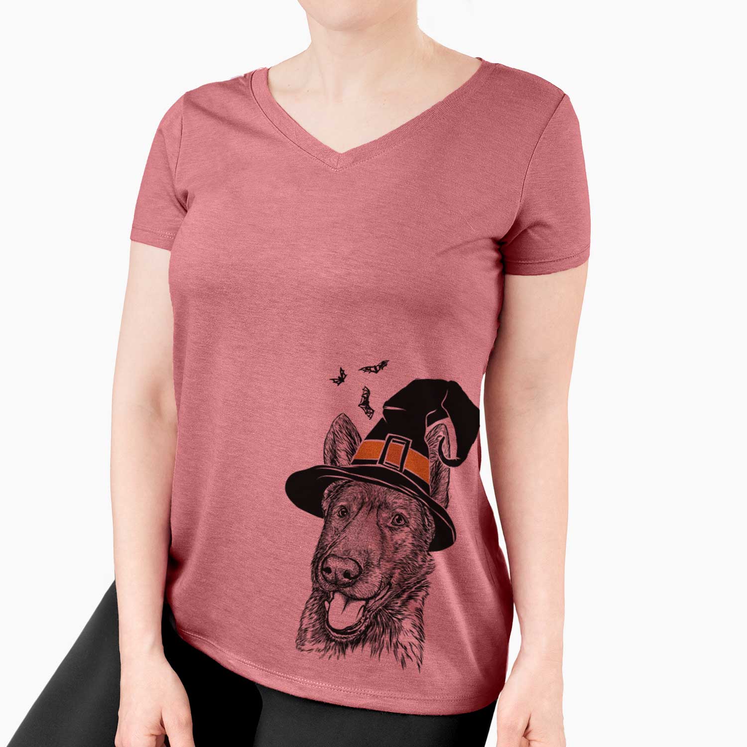 Witch Tena the German Shepherd - Women's V-neck Shirt